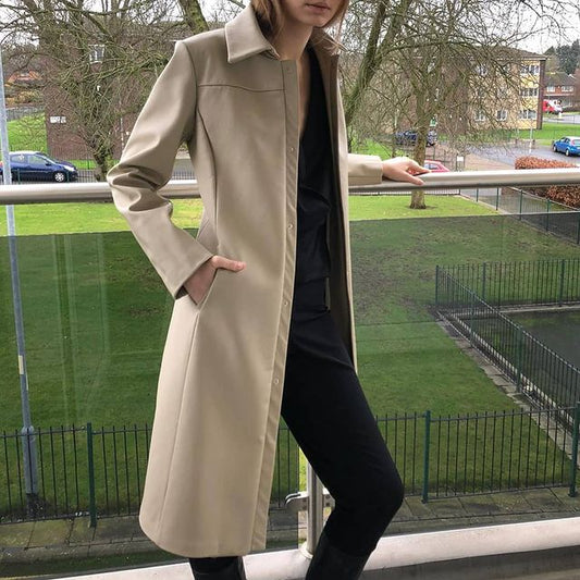 Genuine leather coat made from fabric waste